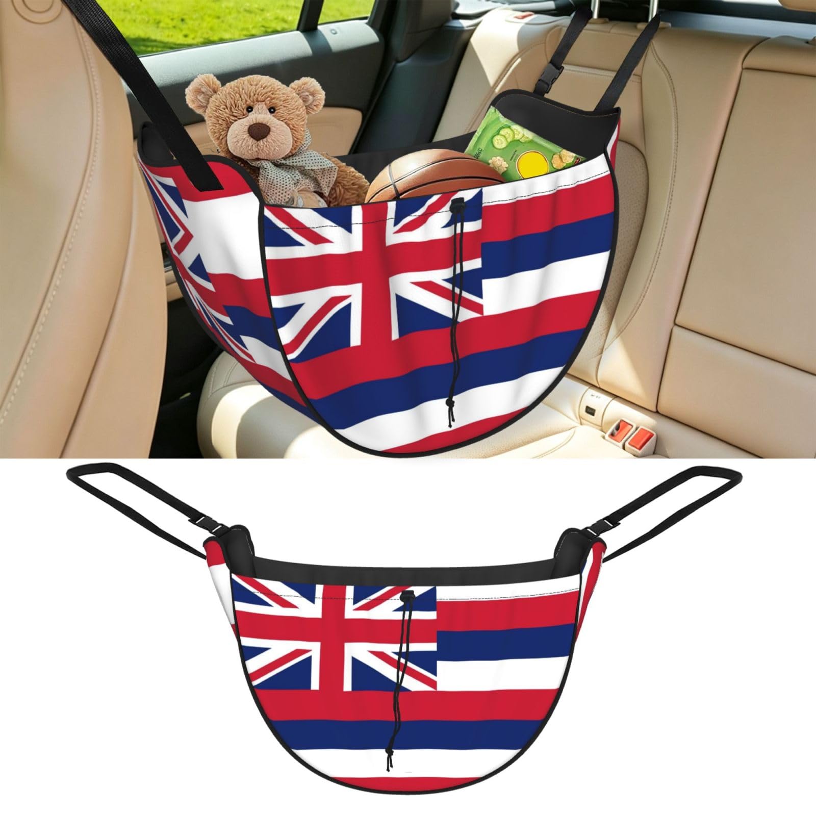 Cntdbu Black Hawaii State Flag Car Seat Organizer-Backseat Storage Bag For Travel