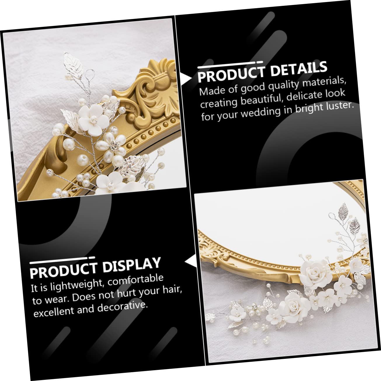 FRCOLOR 3 Piezas Tiara De De Vid Diadema De Guirnalda Nupcial Accesorios Para El Cabello De Boda Tocados De Novia Lazos Para El Cabello Con Flores De Cerámica Blanda.