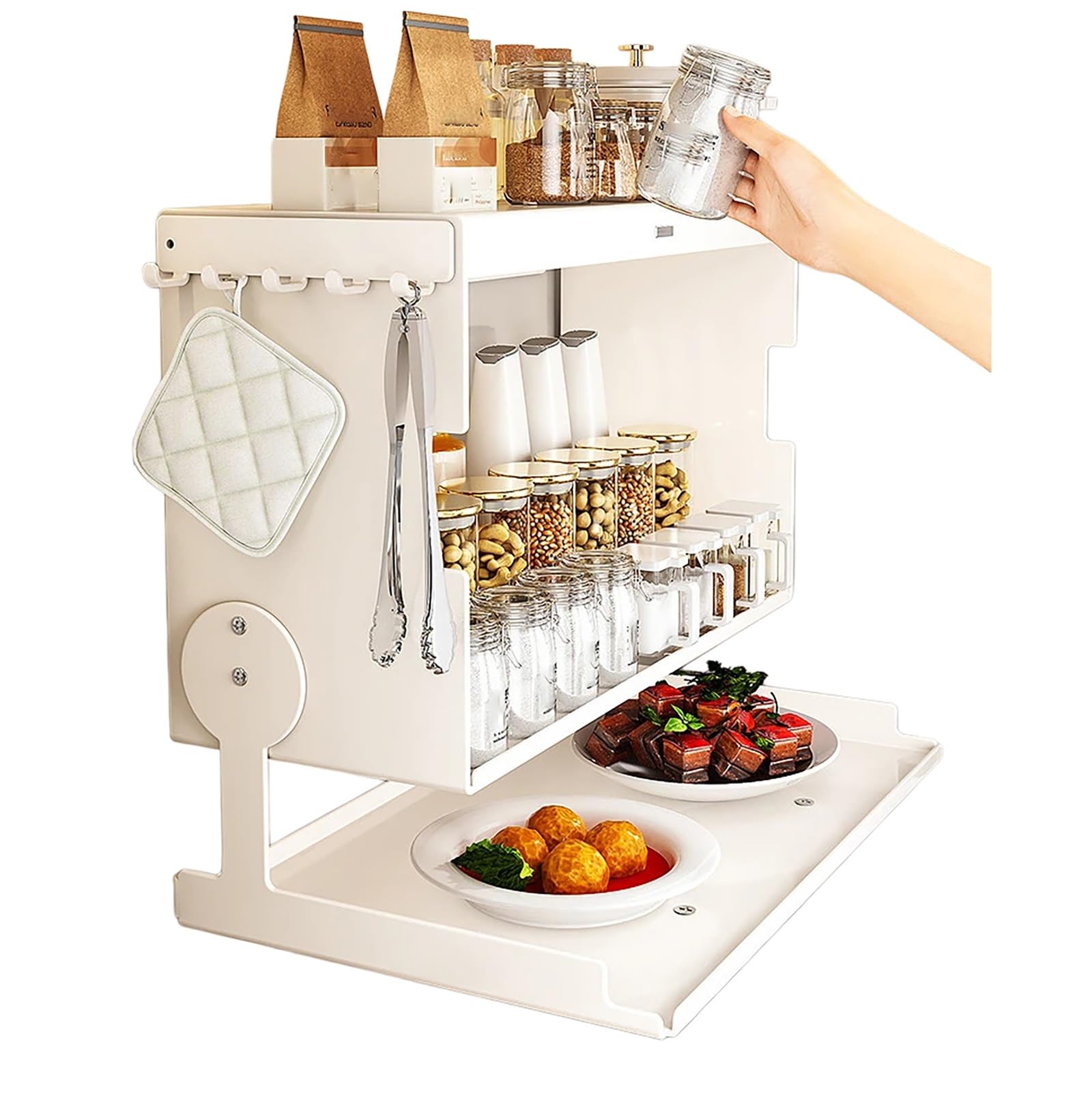Placard cuisine haut mural blanc petit espace meuble de rangement inox 40cm