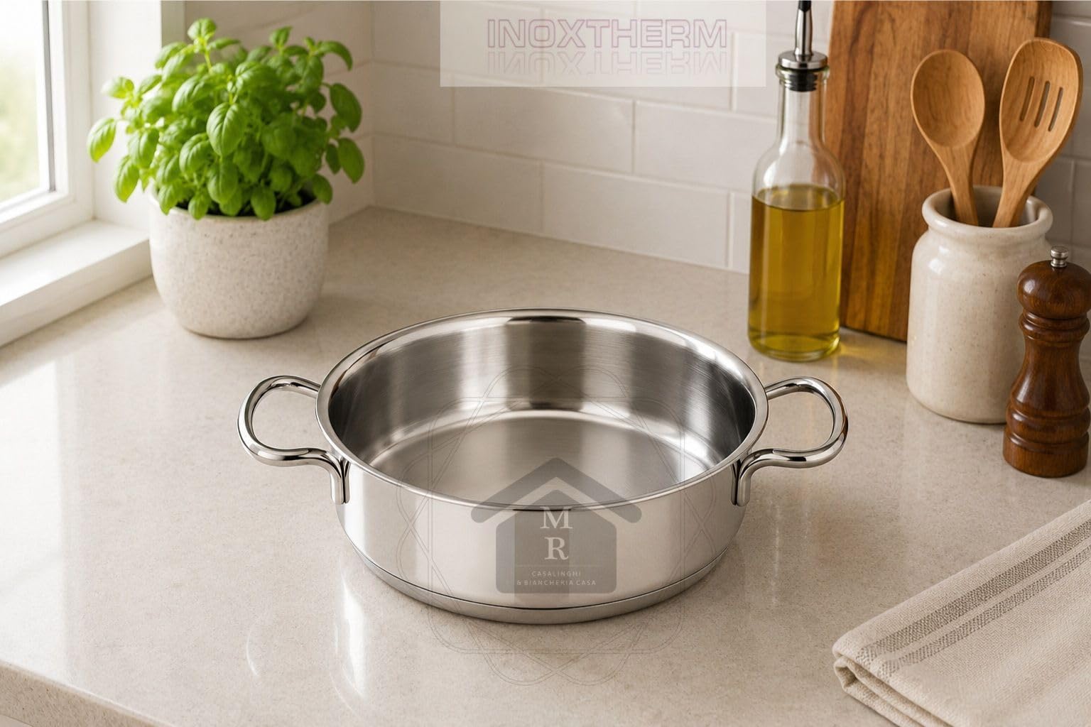 TEGAME ACCIAIO INOX 18/10 ALTO SPESSORE COLLEZIONE INOXTHERM OFFICINE PRANDELLI (Ø cm. 24xH5,5 litri 2,7)