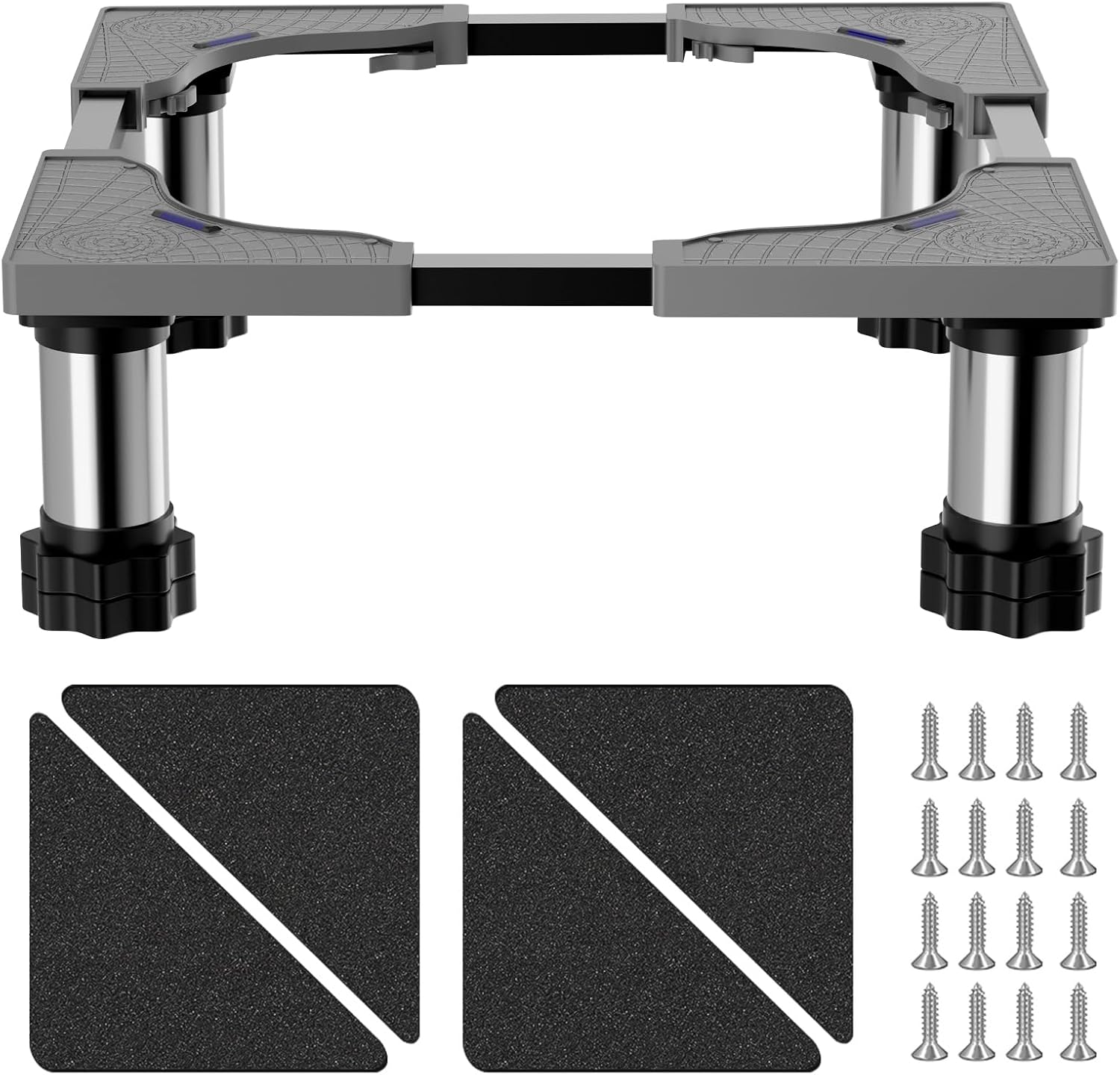 Mini Fridge Stand, 4 Strong Feet Laundry Stand Base Multi-Functional Adjustable Base Tray Anti-Vibration for Refrigerator Washing Machine Dryer Dishwasher AC, 4.7″-5.9″ Height, Max Load 280LBS