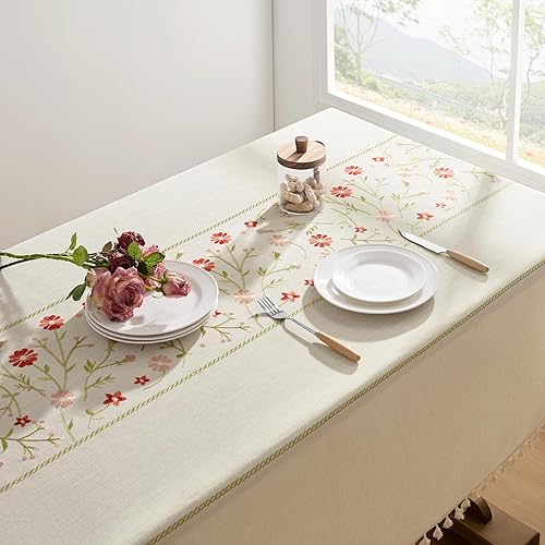 Miniatura 9 de Softalker Mantel rectangular de Navidad  Mantel de poliéster lavable a cuadros rojos con diseño de copo de nieve y copo de nieve para comedor,