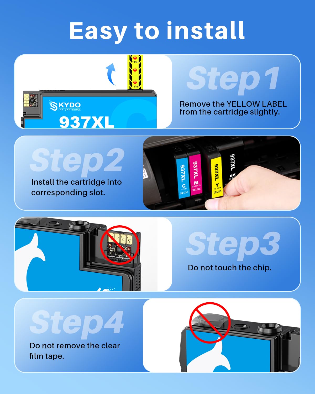 Cartuchos Tinta 937 con Chip compatibles con HP 937 937E 937XL Tinta para HP OfficeJet Pro 9730 9720 Titna HP Officejet Pro 9120b 9110b 9130b Impresora(con Chip) — view 7