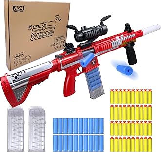 AGM MASTECH AR 416 SHELL-THROWING Blaster shot Gun,40 Official Darts,8-Darts Clip,2 Magazines,4 Assembly Methods,Blaster Toys Playset for Boys, Kids,and Adults(Red) 14+