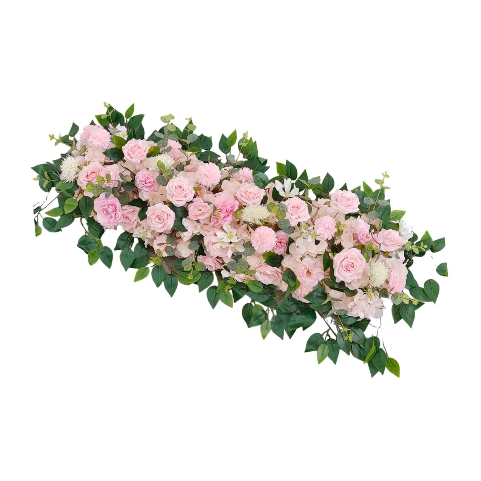 Kunstblumen Blumengesteck Handgefertigte Girlande Hochzeitstürkranz Künstliche Pflanzen für Festsaal Balkon Gartendekoration, Rosa