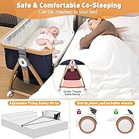 Vista 6 de Cuna para bebé, cuna 3 en 1, cuna mecedora de malla transpirable con cómodo colchón y ruedas, 6 alturas ajustables, fácil de montar y plegable, cuna