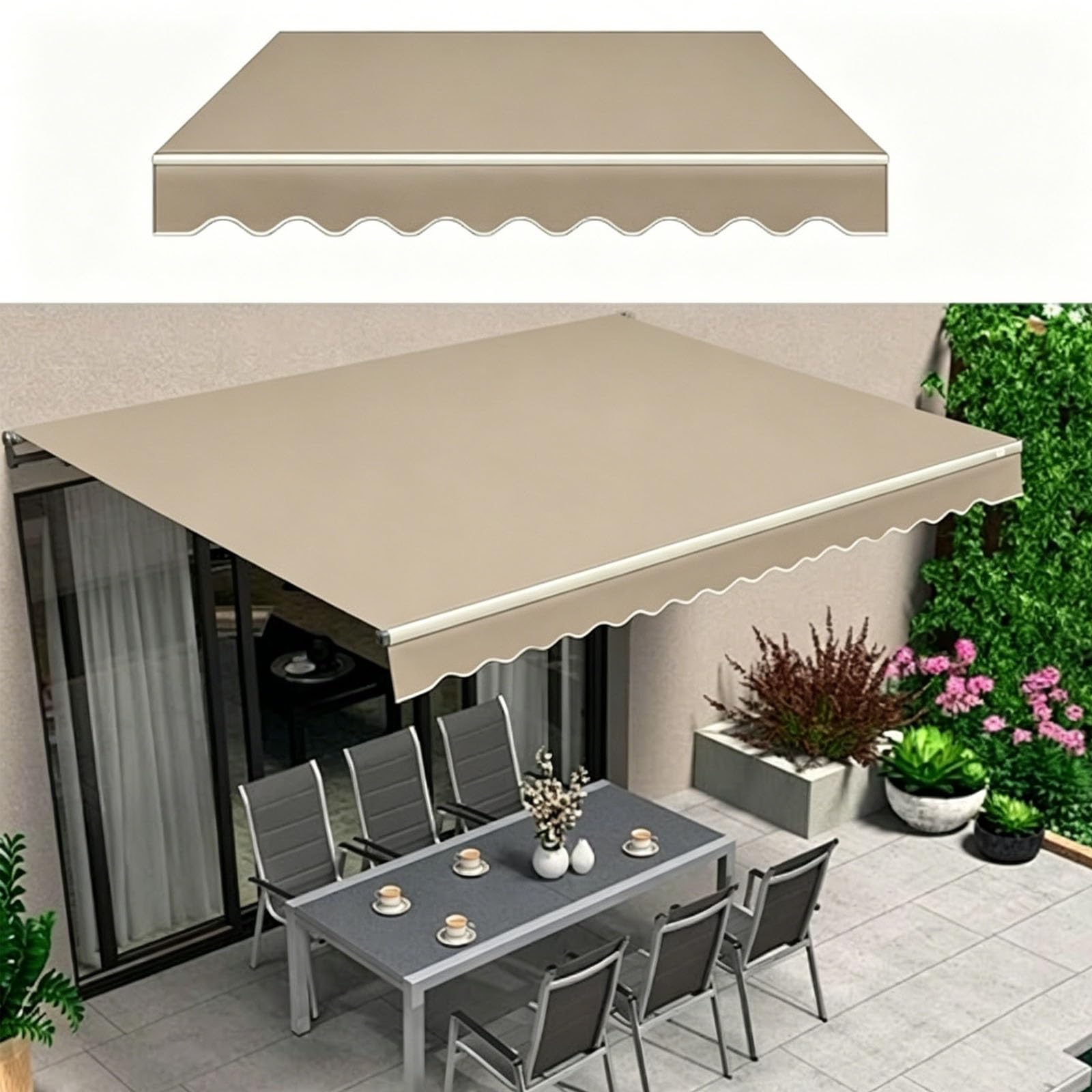 Mdeufywegb I Replacement Fabric For Retractable Awnings; Outdoor Striped Patio Awning; Overhead Canopy For Sun And Rain Protection On Patios And Windows.