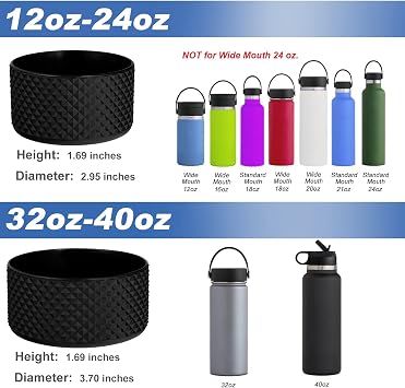 Straw Lid and Silicone boot for Hydro Flask Wide Mouth Water Bottle 32 oz 40 oz
