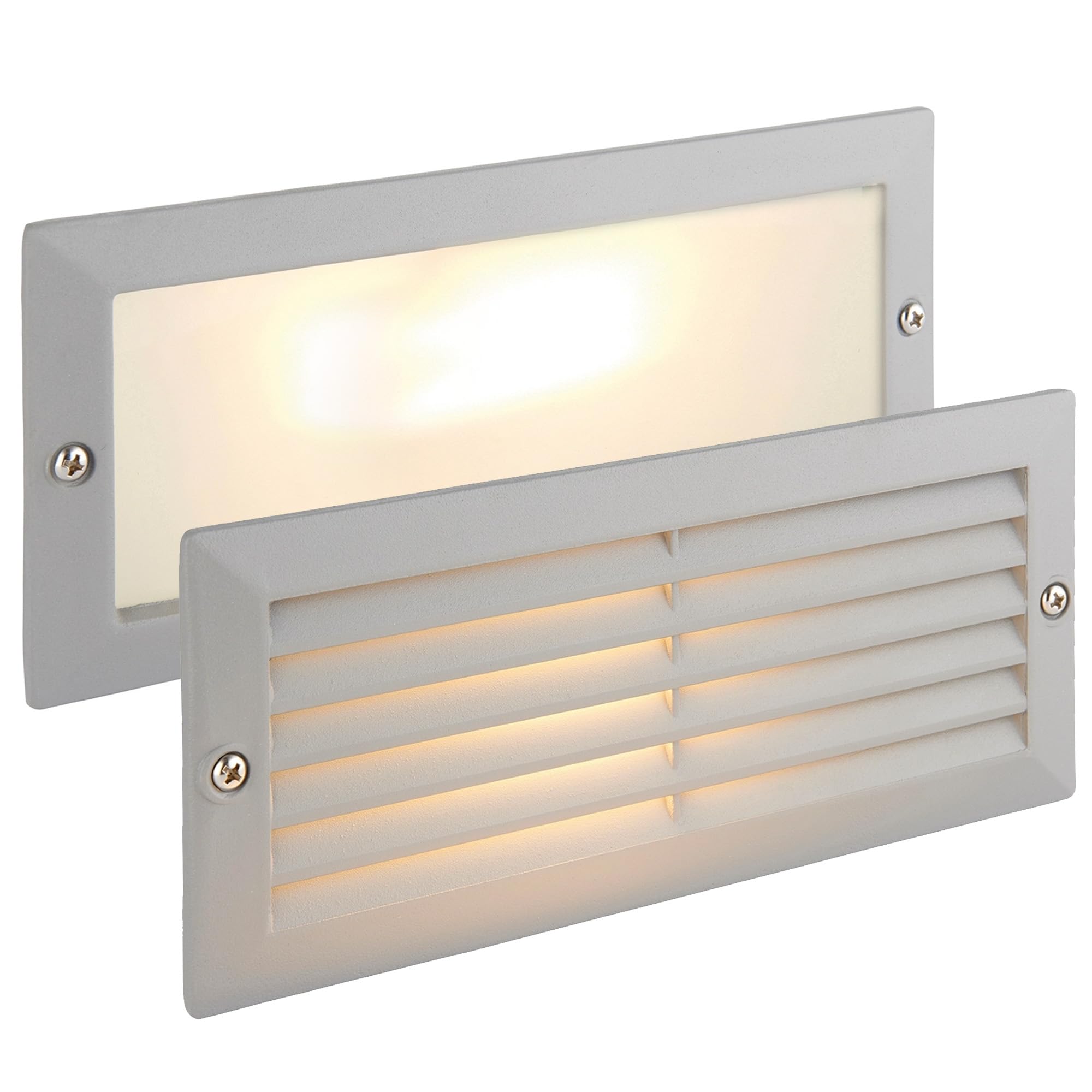 Modern Aluminium and Frosted Glass Outdoor Light with Grid and Plain Front Panels - IP44 Certified, Grey 60.00W, 240.00V-image-10