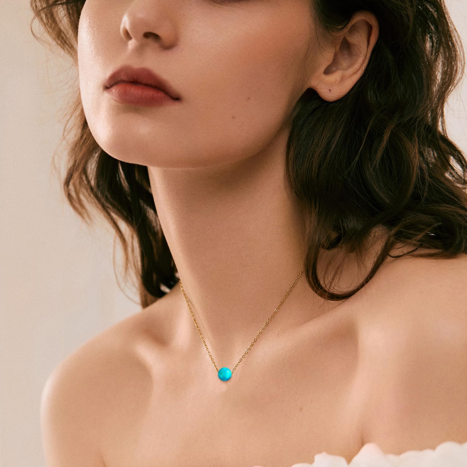 18K Gold Plated Ball Bead Pendant Necklaces for Women Opal Bead Necklaces for Women Mom Birthday - Image 2