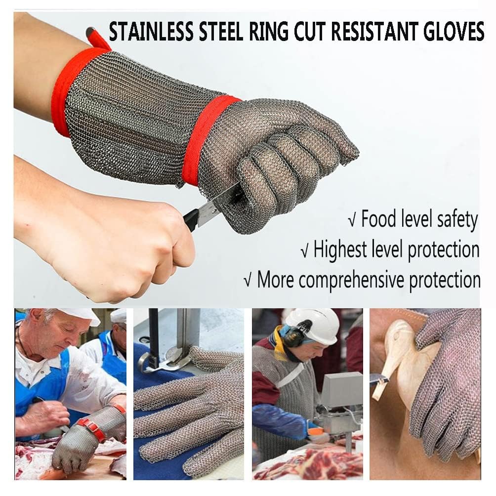 Rękawice Ati Cuttig Gloves Log Arm Metal Resistat Gloves, Rękawice Robocze Chef Butcher Woodworker Safety, Regulowany Pasek Na Nadgarstek Ylo/log Arm, Arm Length 19cm, 1PCS/XS