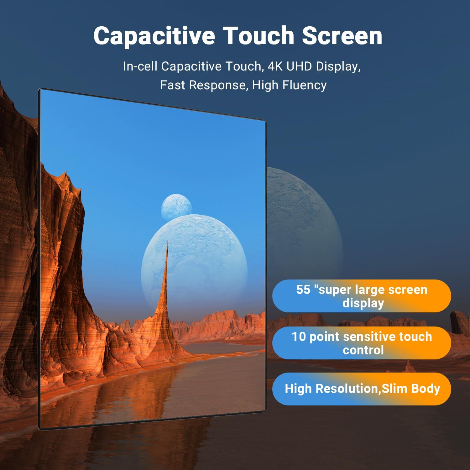 Smart Board, 55 Inch Digital Electronic Whiteboard and Smartboard for Classroom, Screen Mirroring for Live Streaming Capacitive Touchscreen, Digital Signage Displays and Player for Advertisin