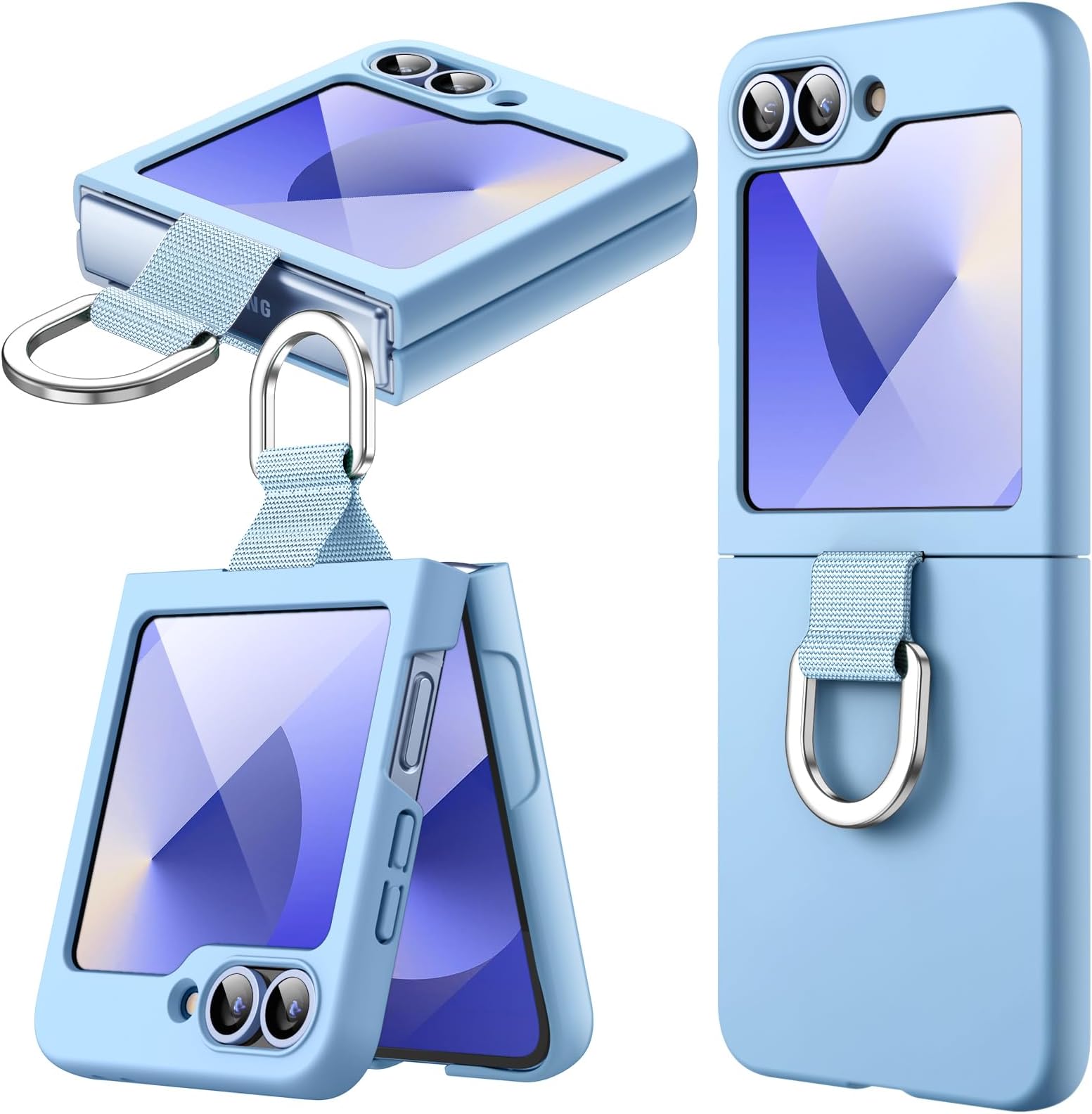 JETech Case ONLY for Galaxy Z Flip7FE 2025 / Z Flip 6 2024 with Ring, Hard PC Slim Shockproof Anti-Scratch Protective Phone Cover (Blue)