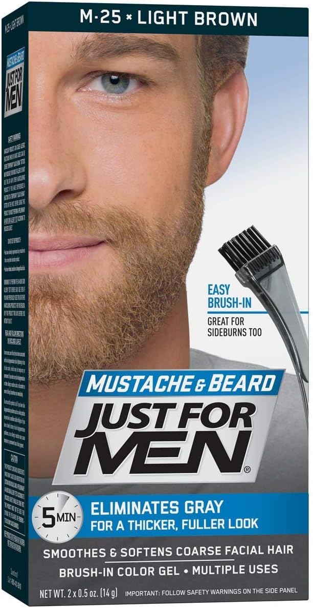 Just For Men Brush-In Mustache, Beard And Sideburns, Light Brown - Kit ( Pack of 2 )