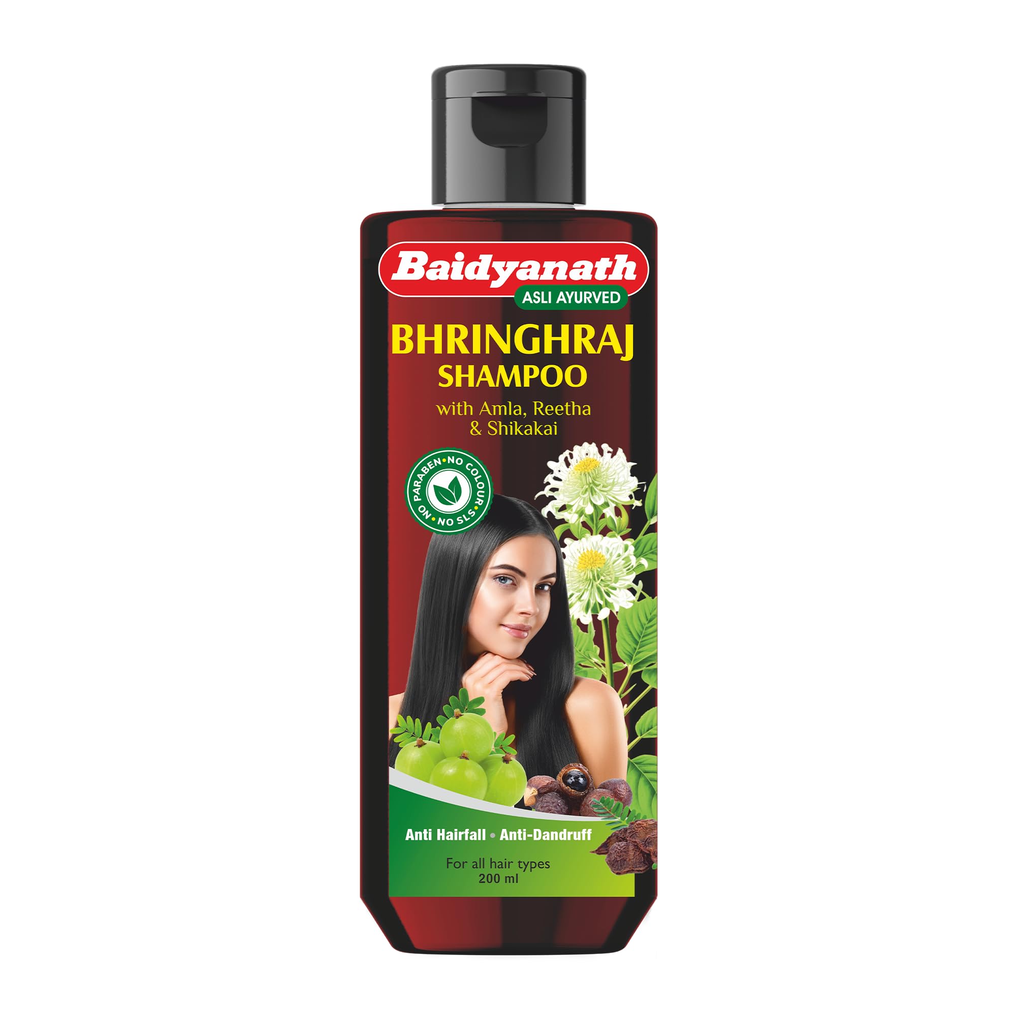 Baidyanath Bhringhraj Shampoo – Ayurvedic Herbal Care with Amla and Bhringhraj | Paraben-Free, SLS-Free, Sulphate-Free | Scalp Nourishment | Promotes Growth, Strengthens, Reduces Dandruff | 200ml