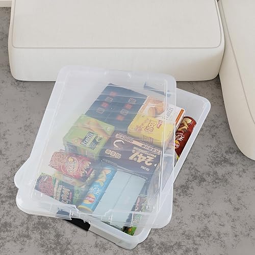 Miniatura 5 de Contenedor de plástico transparente de 50 cuartos de galón con tapa, contenedor de almacenamiento debajo de la cama con ruedas, paquete de 3