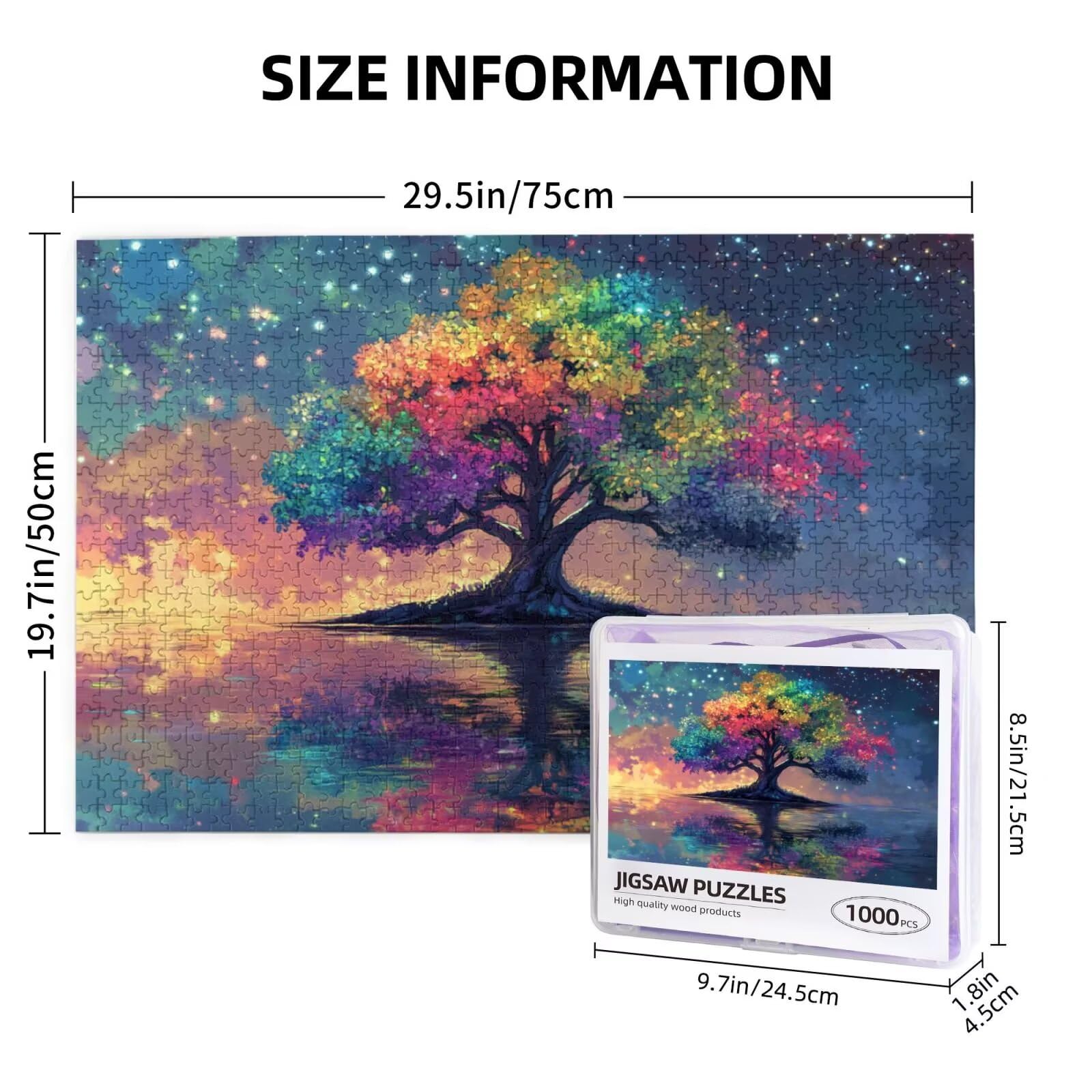 Puzzle kolorowe, 6000 elementów, drzewo życia, puzzle dla dorosłych, z pudełkiem na prezent, duże drewniane puzzle dla dorosłych, gra zręcznościowa dla całej rodziny, prezenty dla kobiet, 105 x 180 cm