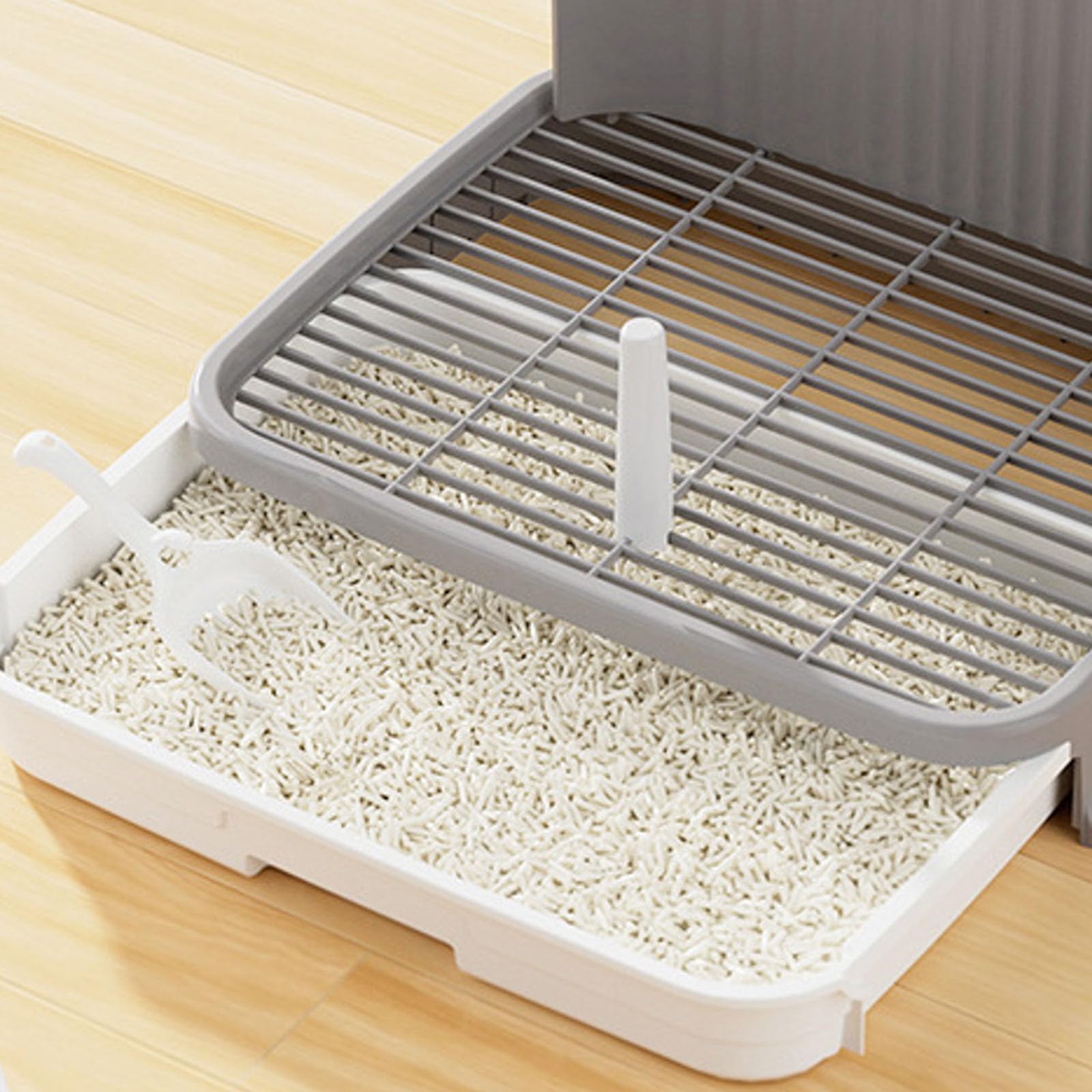 Litière pour chien avec protection anti-éclaboussures - Litière XXL pour chien et chat avec grille amovible et bac blanc - Nettoyage rapide, étanche