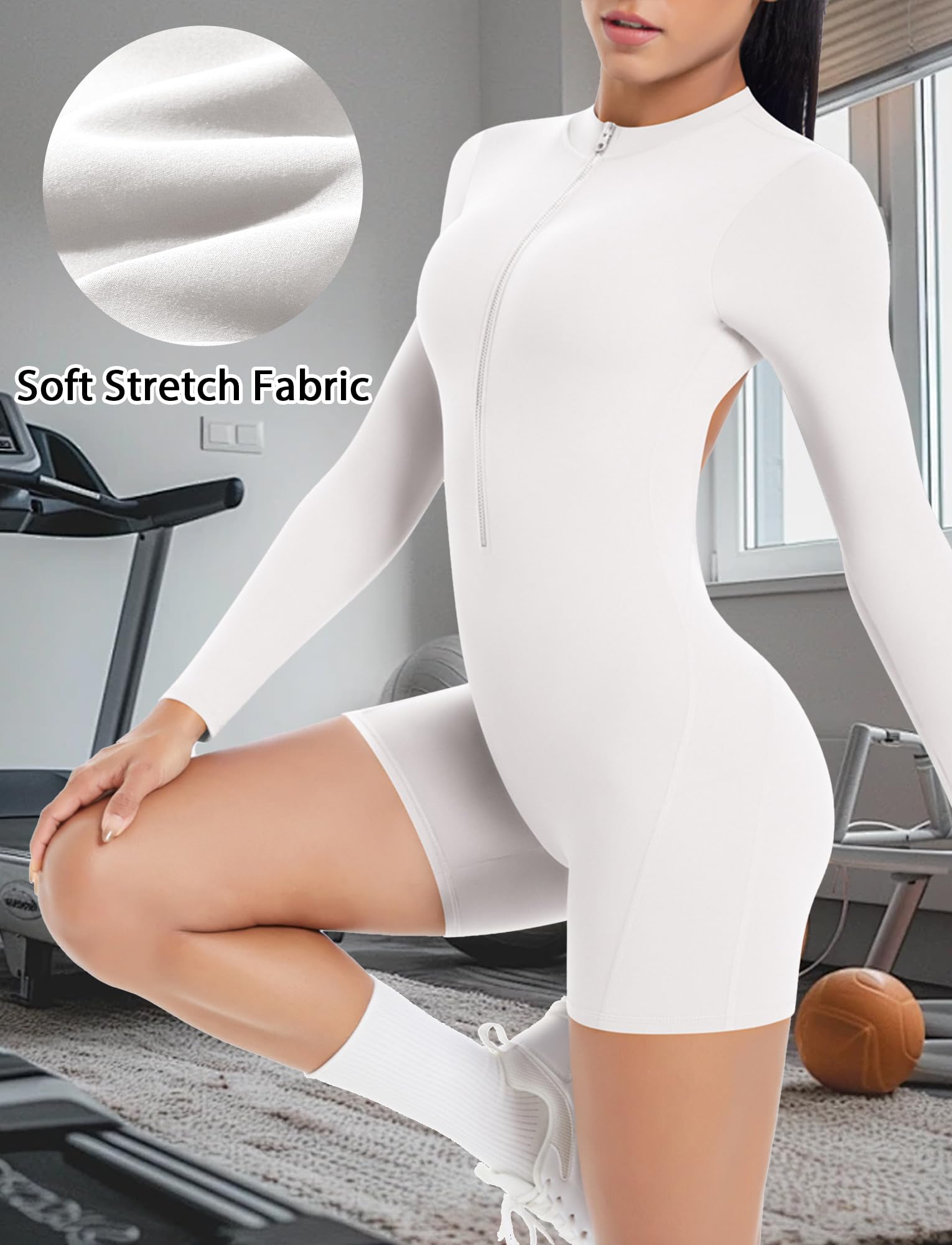 FEOYA Combinaison courte pour femme - Combinaison de sport dos nu - Grenouillère rembourrée - Pour entraînement, yoga, gym