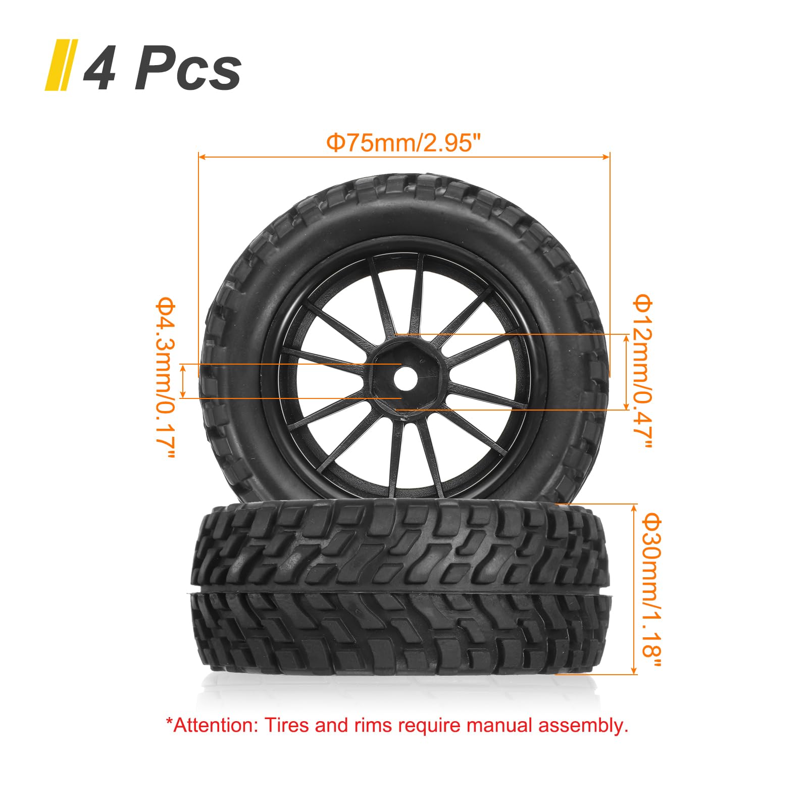 Powerhobby Challenger Rear Carpter Tires Mounted 8mm (2) Losi Mini-B (Black - Hard)