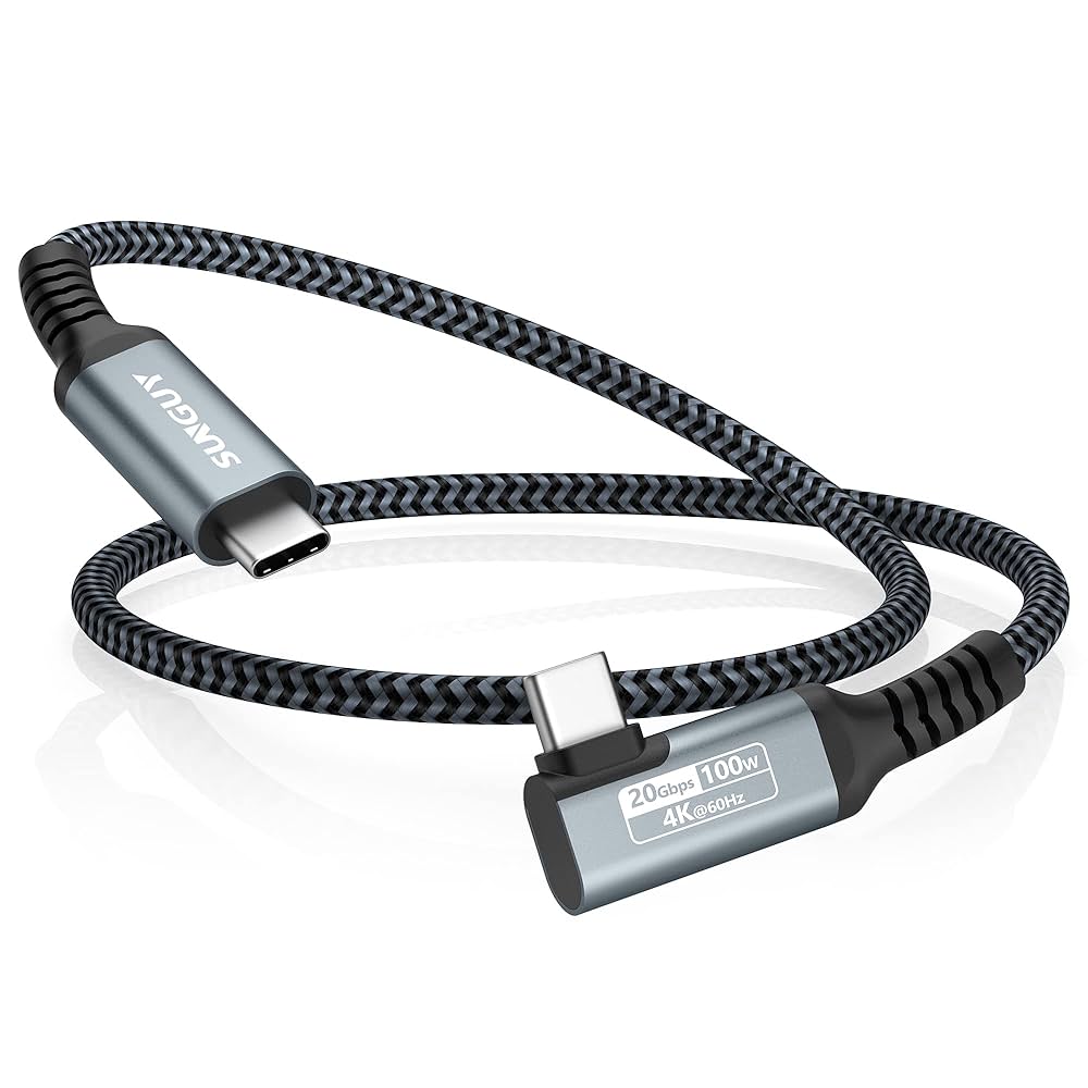 SUNGUY USB-C to USB-C ケーブル 2M 100W 絡まない SUNGUY Right Angle USB C to USB C Cable,20Gbps USB C 3.2 Gen