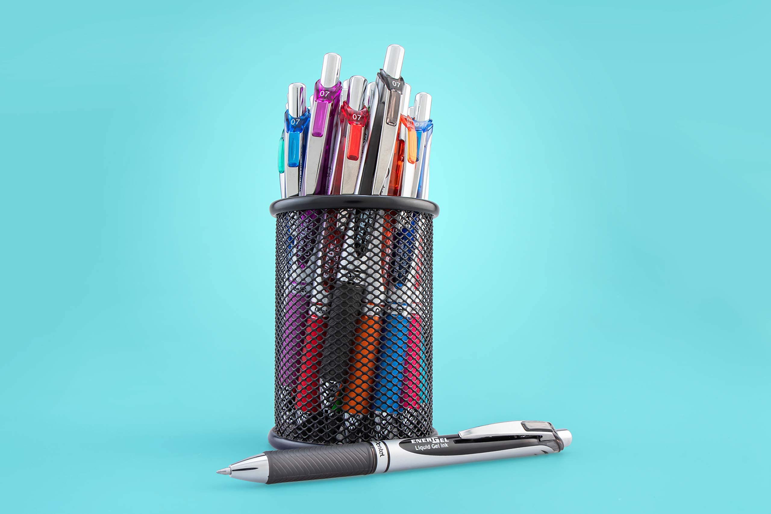 Pentel EnerGel RTX RT - Bolígrafo de gel líquido, punta de metal, 0,7 mm, tinta azul, paquete de 12 unidades (BL77PC12C1), paquete de 6