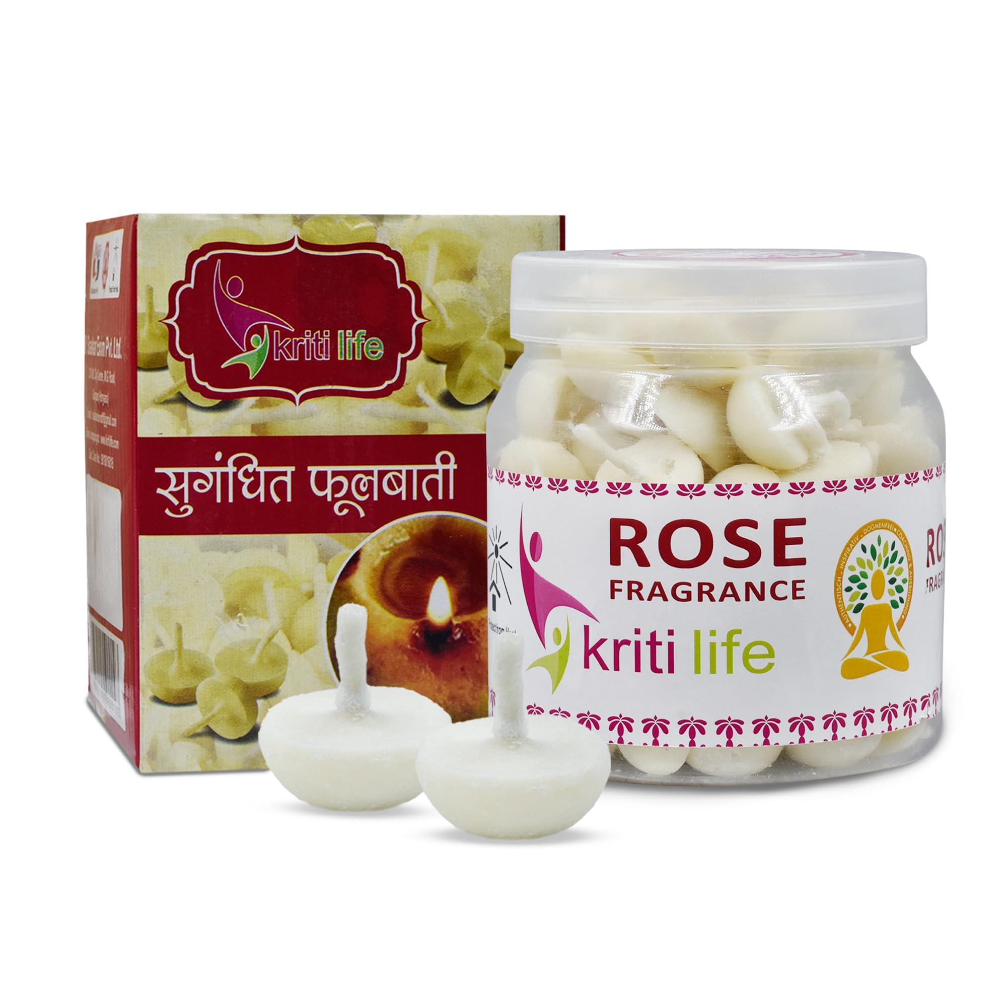 Kriti Life Scented Ghee Jyot Batti - Rose 100 pcs for Pooja| Ghee Wicks for Havan, Festivals and Pooja Rituals| Burns Upto 20-25 Minutes.-picture-20