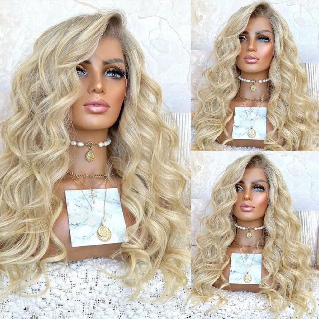 13x4 Platinum Blonde Lace Front Wigs Body Wave Glueless Transparent Lace Human Hair Wigs Pre Plucked With Baby Hair For Women (20 inch, 13 * 4 lace front wig)