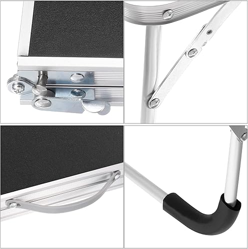 Miniatura 4 de PATIKIL Mesa plegable para laptop, escritorio de regazo portátil, mesa de picnic, mesa de cama, aperitivos, escritorios de trabajo de lectura con