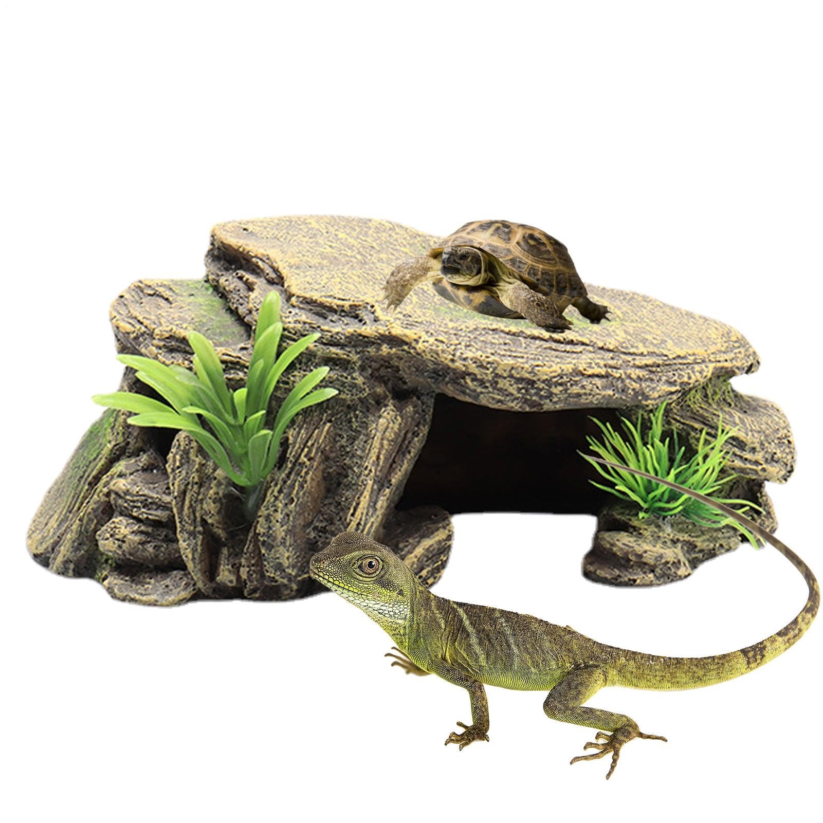 Grotta Di Nascondiglio Di Rettili Di Pesci | Tartarughe Basking Piattaforma Rettile Habitat Hiding Cave - Alta Simulazione Rock Cave Per Acquario Gecko Rane Lucertole Tartaruga Pesce