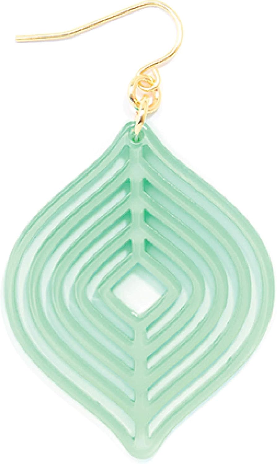 ZENZII Acrylic Earrings Resin Layered Leaf Drop Dangle Earrings with Gold Post fasion gift for Women - Image 2