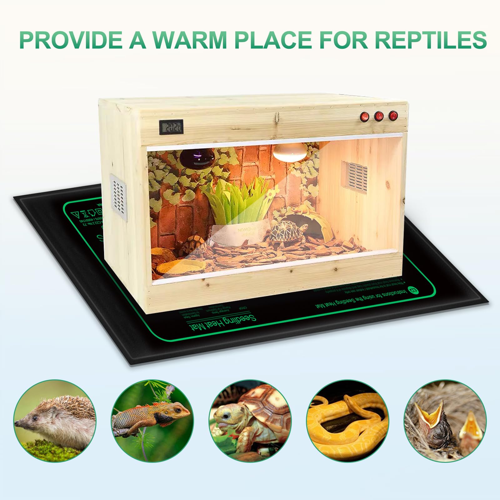 Heizmatte Pflanzen, Wärmematte für Sämling Germination und Haustier, 21W Reptil Dragon Temperatur Heizkissen Amphibien Pet Mat Wärmer Bett Matte Sicher und Haltbar, 25 * 52cm(2 Stück)