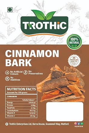 Trothic Spices Cassia Cinnamon bark Dalchini Karuvapatta 50g