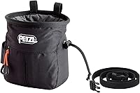 Petzl SAKAPOCHE Ergonomic Chalk Bag with Zippered Pocket & Belt - Eco-Friendly Climbing Chalkbag, Black