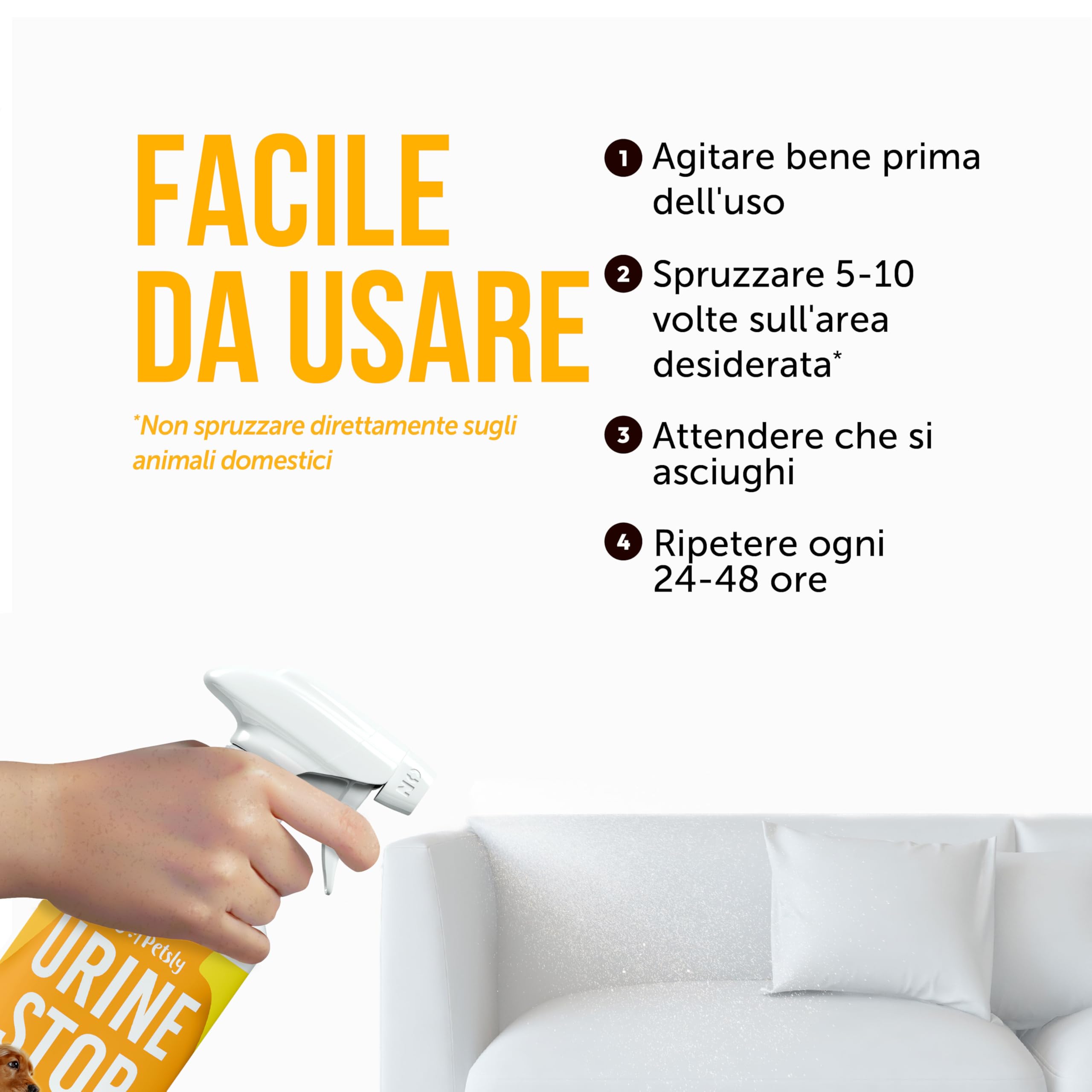 Petsly Repellente per Gatti e Cani Anti Urina - Spray Addestrativo Disabituante Gatti - Doppia Azione: Allontana Gatti e Cani + Elimina i Cattivi Odori - Uso Interno e Esterno, 500ml