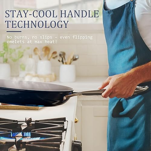 Miniatura 7 de Sartén antiadherente de cerámica de 10 pulgadas, sartén de cocina no tóxica para huevos, panqueques y salteados, distribución uniforme del calor,