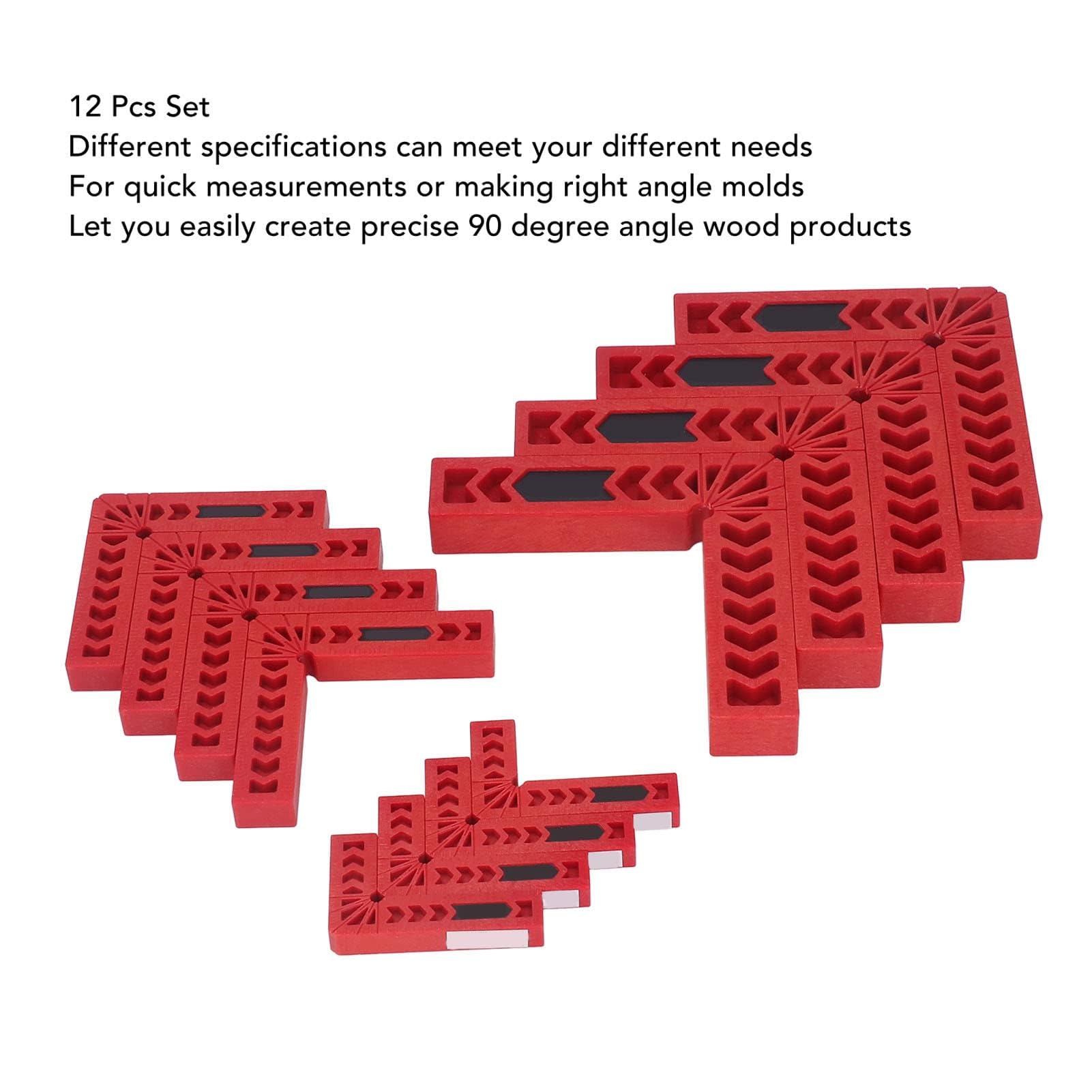 Ensemble de 12 pièces carrés de positionnement à 90 degrés, serrage d'angle carré, outil de menuiserie, pinces à angle droit pour cadre photo, boîte, armoires, tiroirs