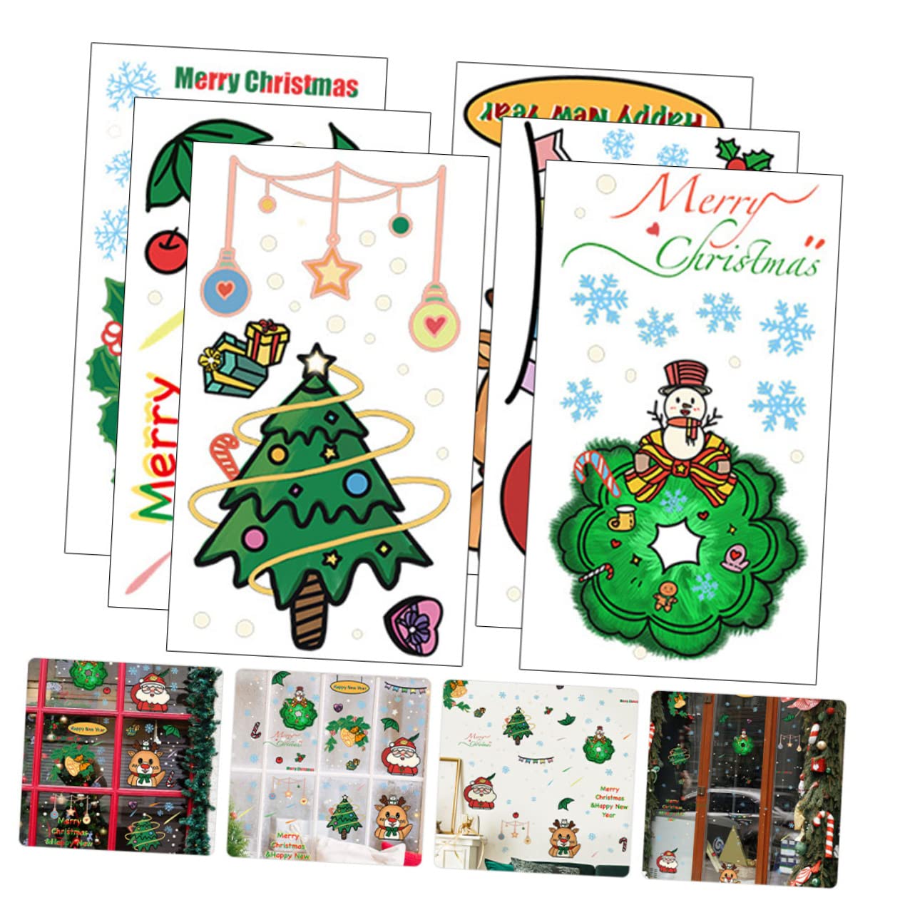 HOMSFOU 30stücke Weihnachtliche Wandsticker Selbstklebende Fensterbilder Für Türen Und Wände Dekoration Für Weihnachten Und Neujahr Einfache Anwendung Wiederverwendbar