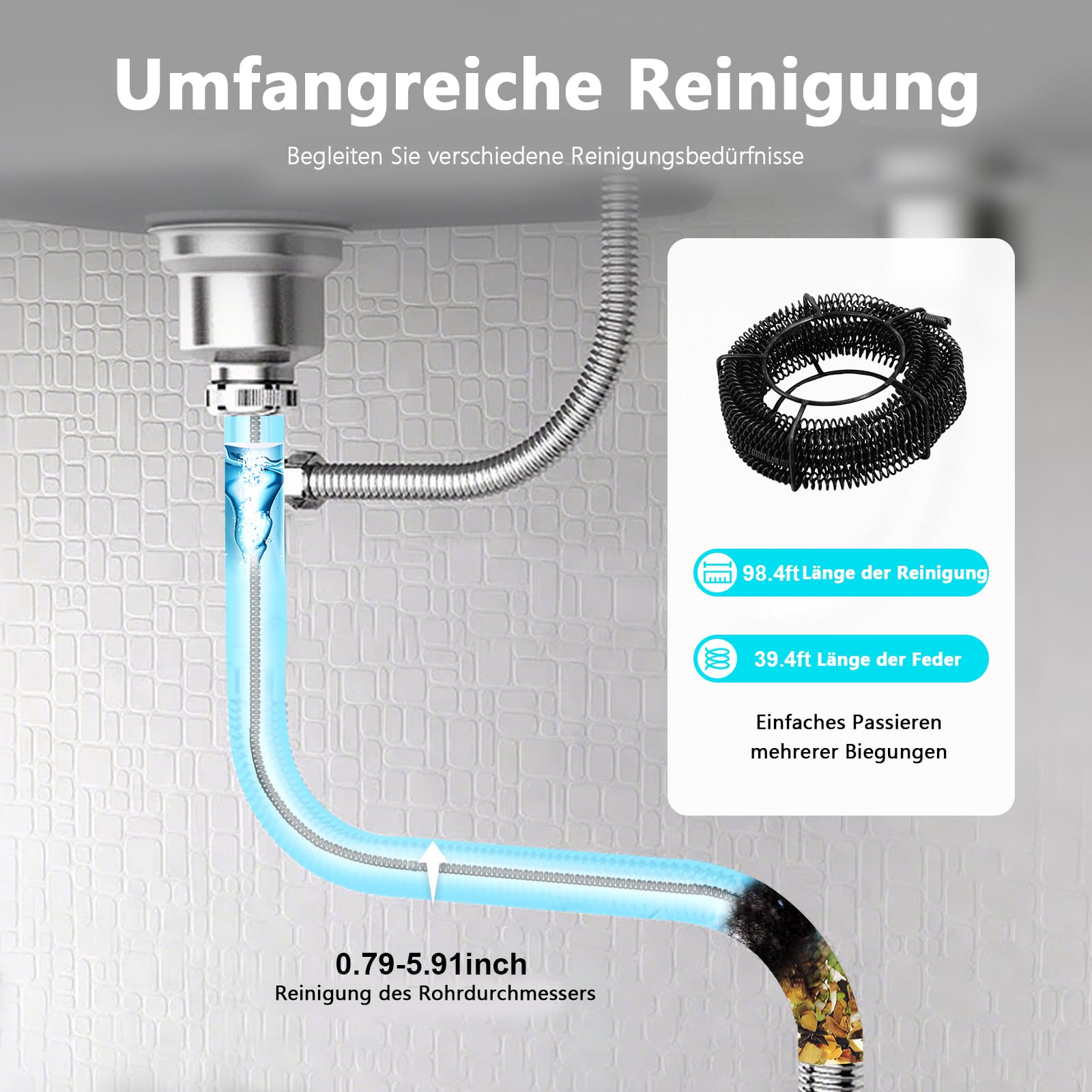 Elektrische Rohrreinigungsmaschine Rohrreinigungsspirale, Rohrreinigungsgerät 1000W Rohrreinigungsmaschine 11m, Rohre Verstopfungen, Mechanischen Reinigung der Ablaufschläuche