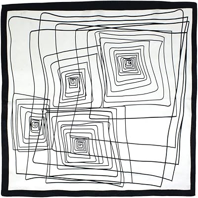 Dahlia Women 100% Square Charmeuse Silk Scarf Neckerchief Abstract Square White