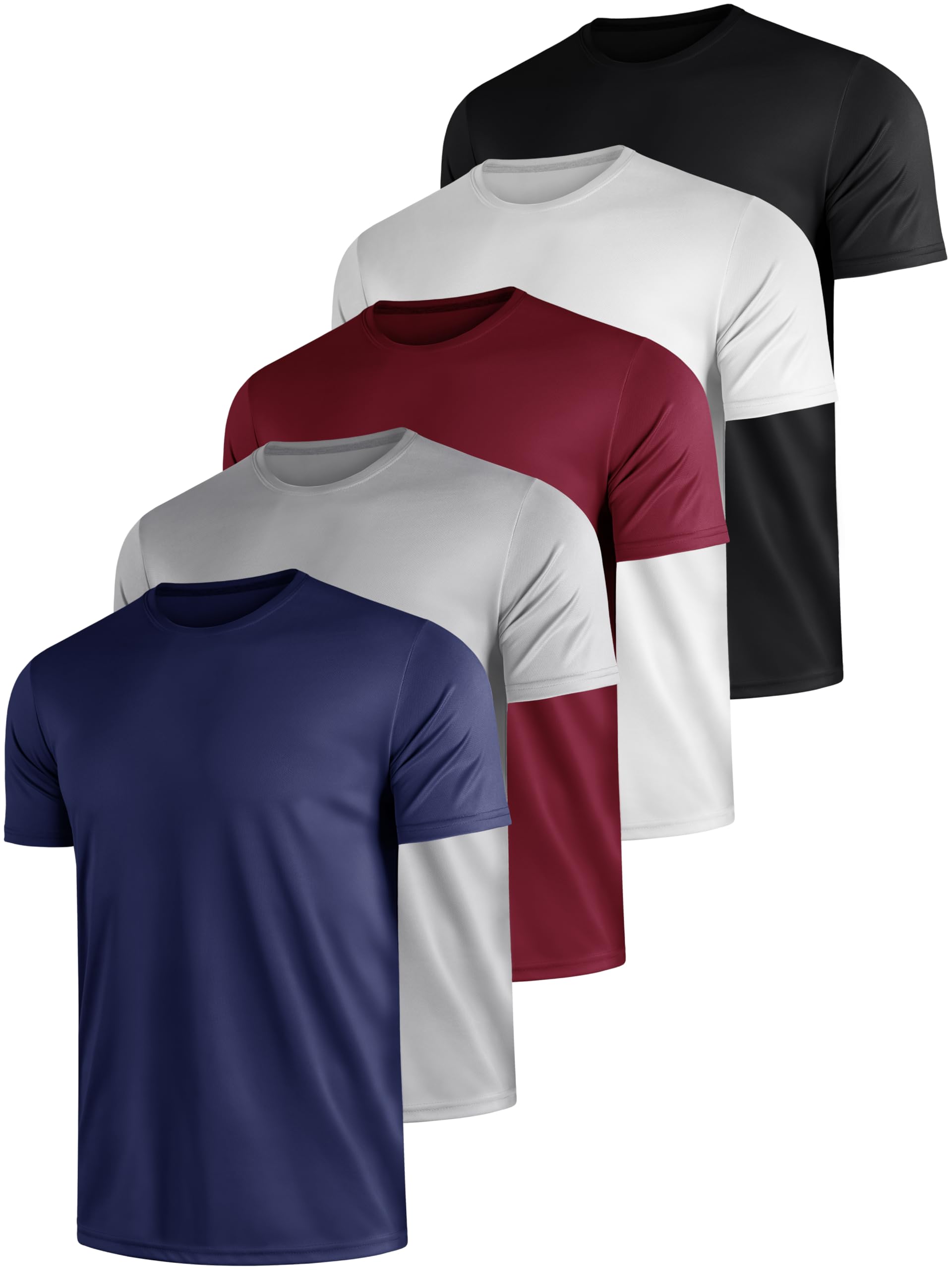 JOVITA T-Shirts für Herren 5er Pack Kurzarm Rundhals Basic Sport Atmungsaktiv Leichtes Gewicht Polyester