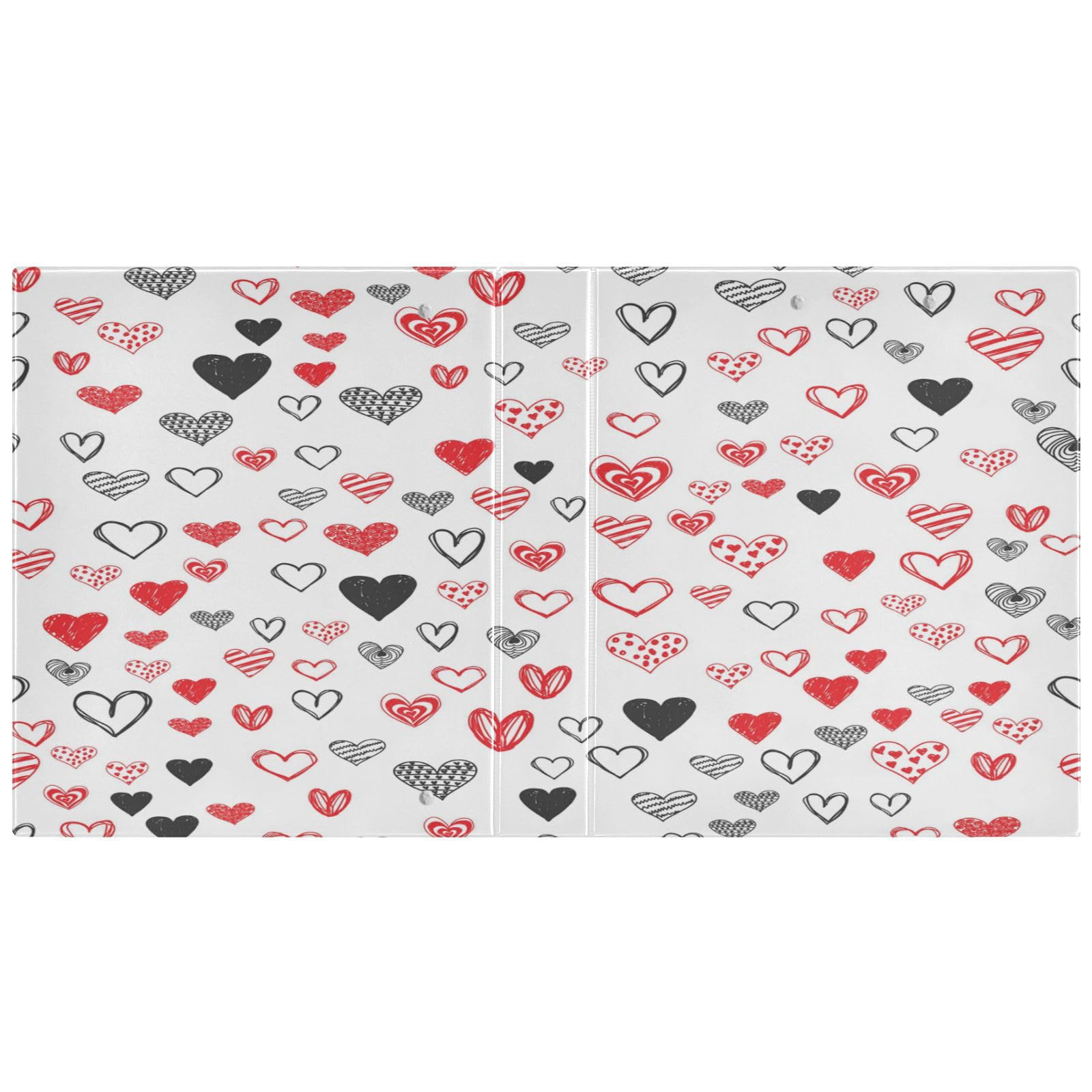 SKYSHU Love Heart - Raccoglitori ad anelli rotondi con 3 tasche interne in PVC trasparente, impermeabili, robusti, 3,8 cm, con clip in metallo antiscivolo, raccoglitori versatili per 200 fogli,