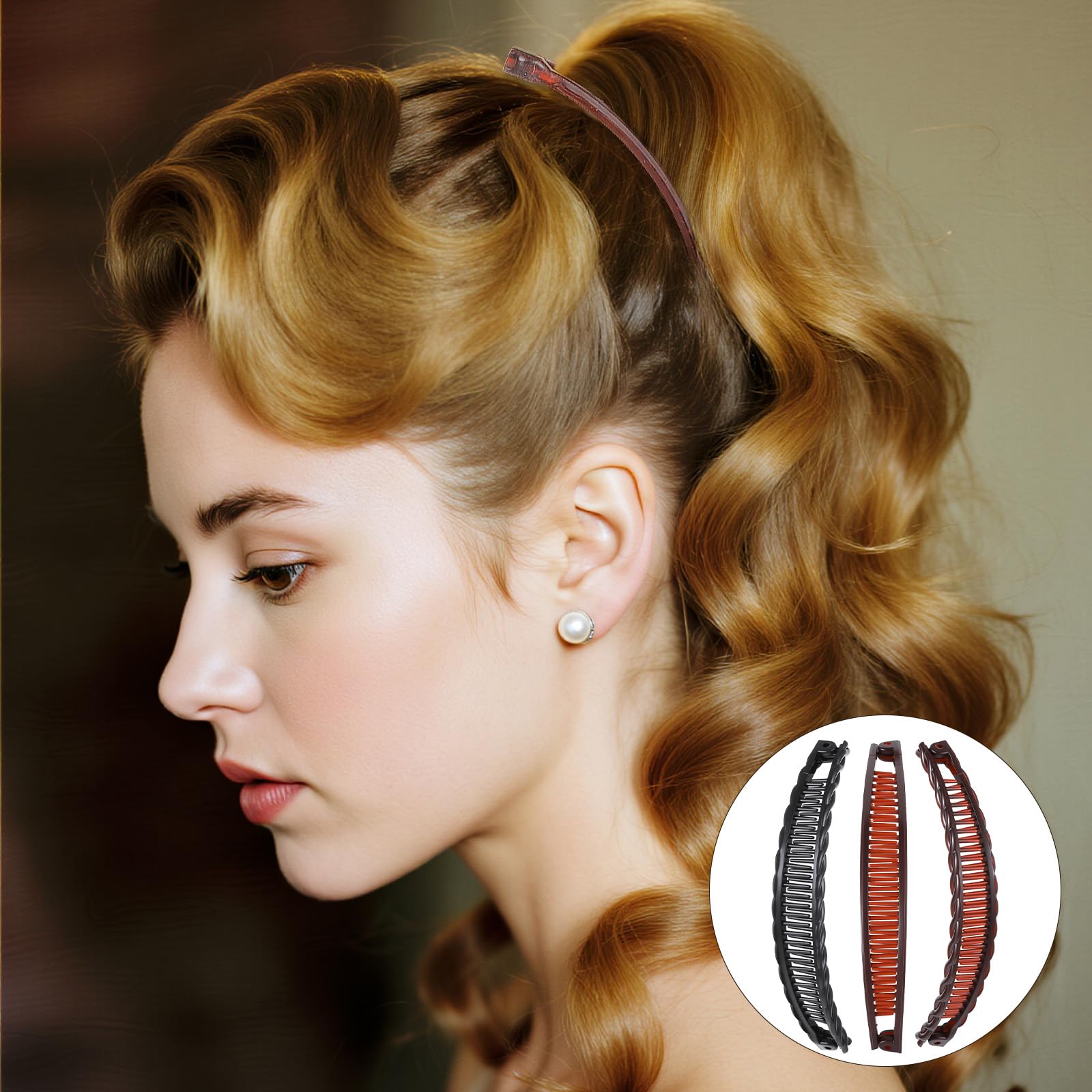 3 fermagli per capelli a banana da donna a banana francese, antiscivolo, doppia presa, opachi, accessori per capelli per acconciature lunghe, corte, spesse, sottili e ricci