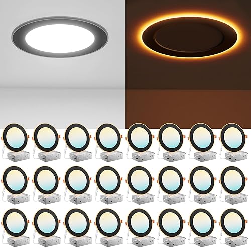 Miniatura 10 de Amico Paquete de 24 lámparas de techo empotrables LED 5CCT de 4 pulgadas con luz nocturna, 2700 K3000 K3500 K4000 K5000 K iluminación empotrada
