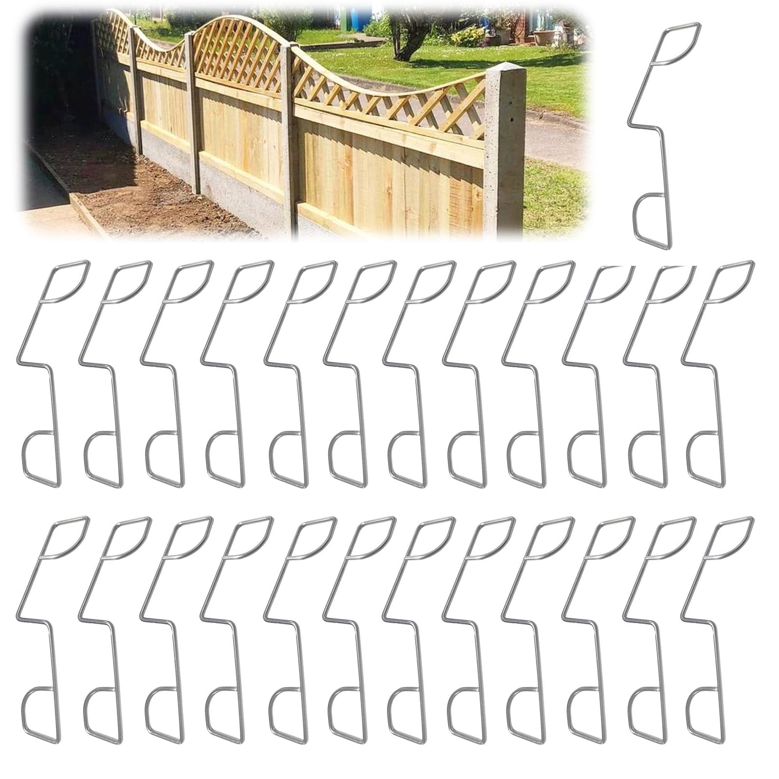 GIONAR 25 Pack Fence Panel Wedges, Fence Wedges to Stop Banging, Stainless Steel Fence Panel Clips, Durable & Weather-Resistant, for Secure Fit - Anti-Rattle Garden Fence Brackets