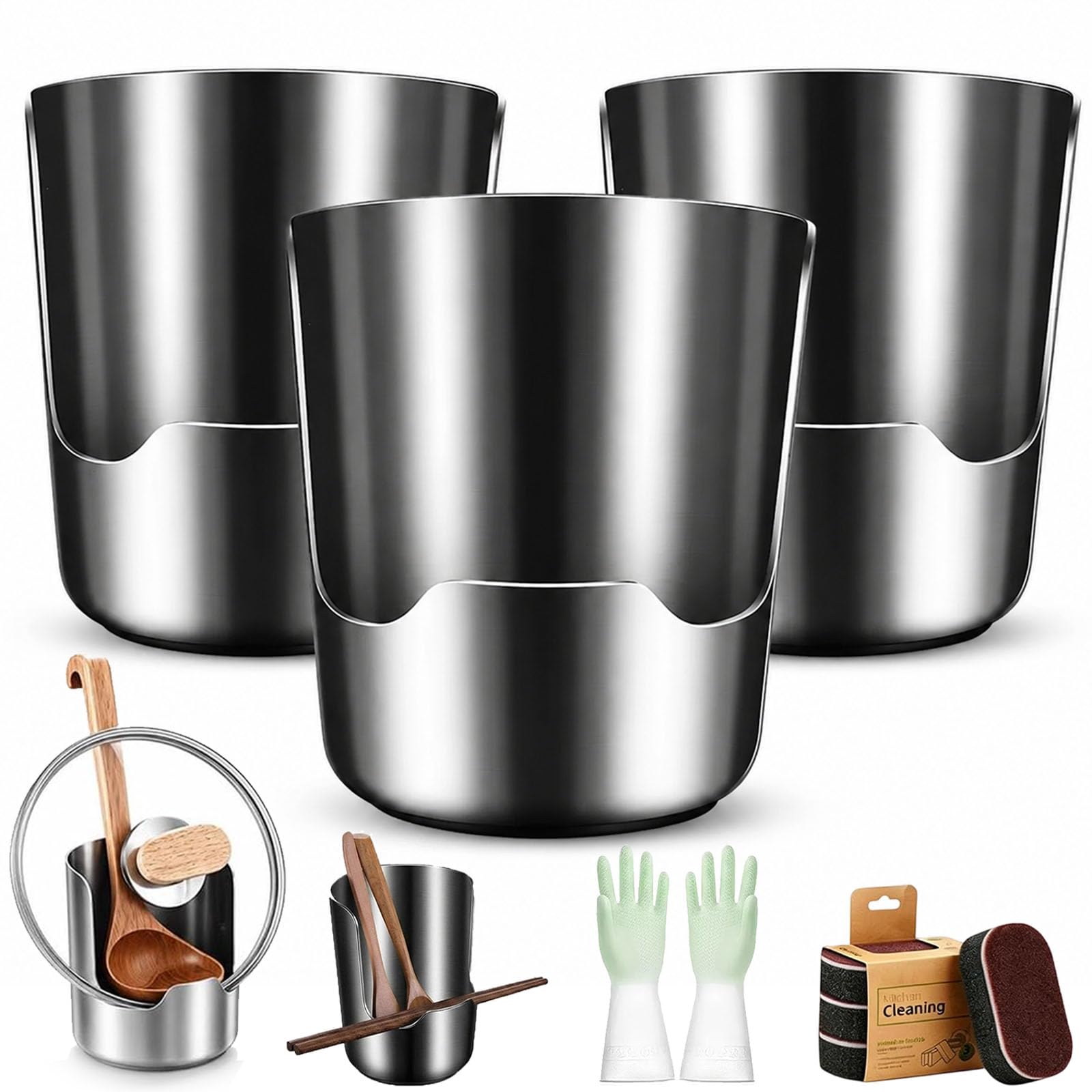 Soporte for utensilios de cocina de acero inoxidable 304 engrosado