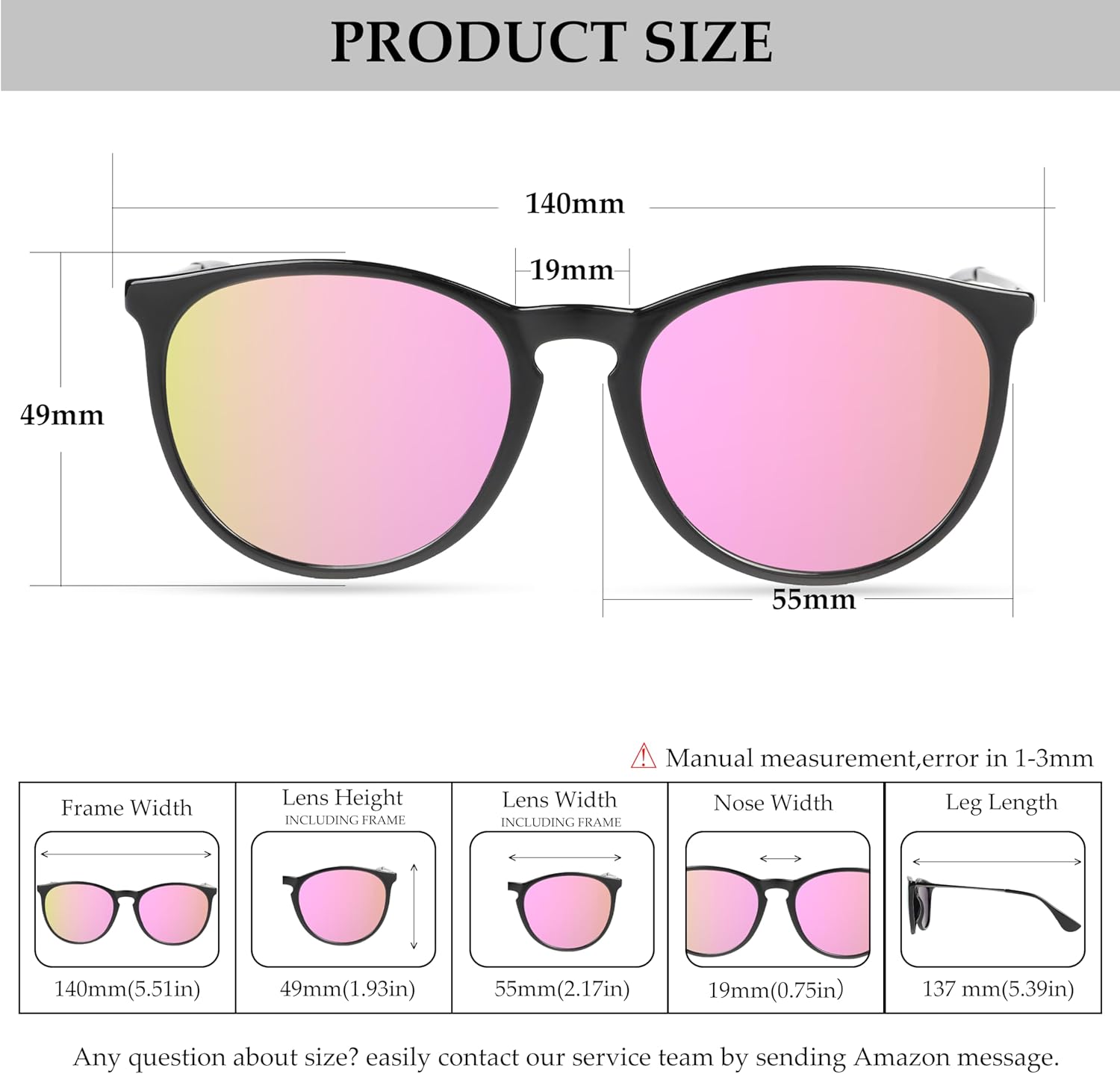 Vintage Round Polarized Sunglasses for Women Men Classic Retro Trendy Designer Style Sun Glasses UV400 Protection - Image 3