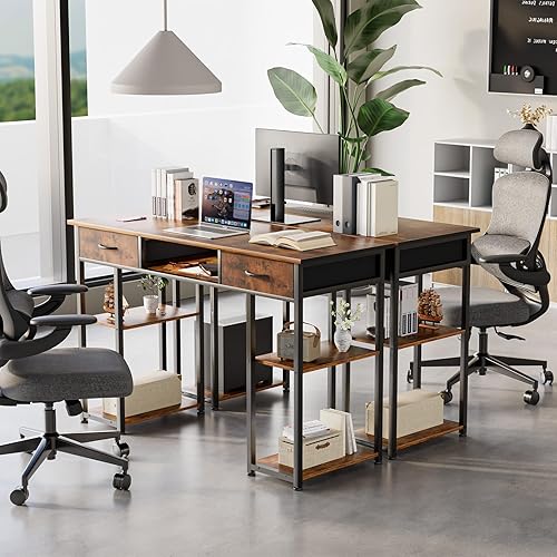 Miniatura 4 de DUMOS - Escritorio pequeño de 48" para computadora, para el hogar y la oficina, para dormitorio con cajones, mesa de estudio y escritura para juegos