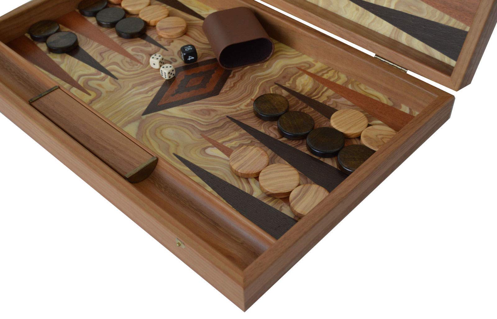 Olive Burl Backgammon Set - Hand Made in Greece - Olive wood checkers