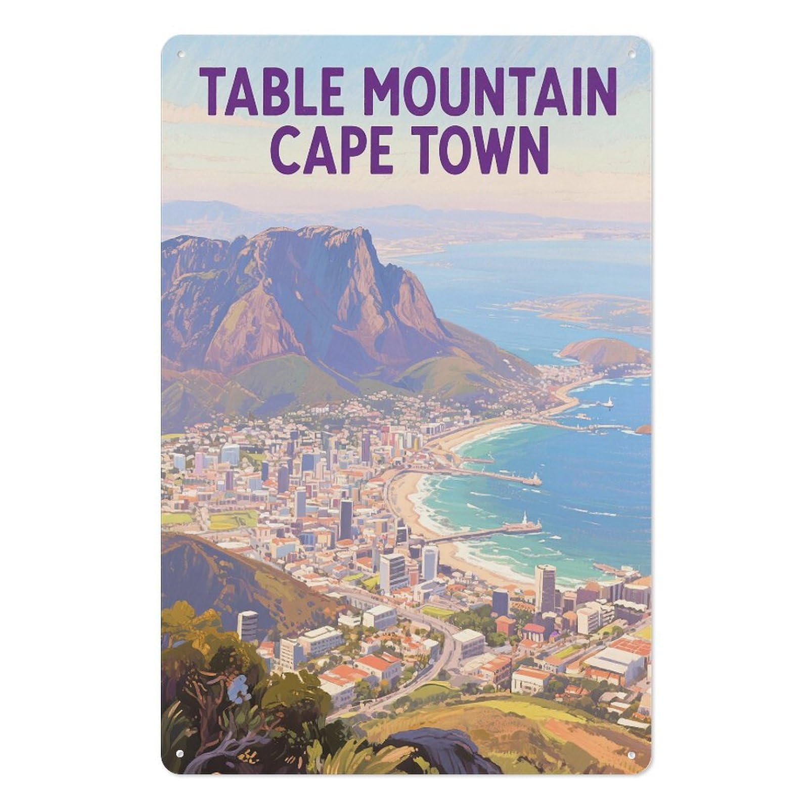 Table Mountain Cape Town Retro Design Tin Paintings Vintage Tin Sign 08x12inch(20x30cm) Wall Art for Home Office Bedroom Living Room Cafes Wall Decor